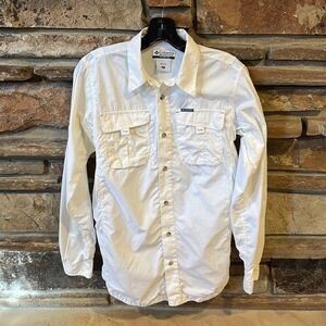 Columbia White Outdoor Fishing Long Sleeve Button Down Shirt